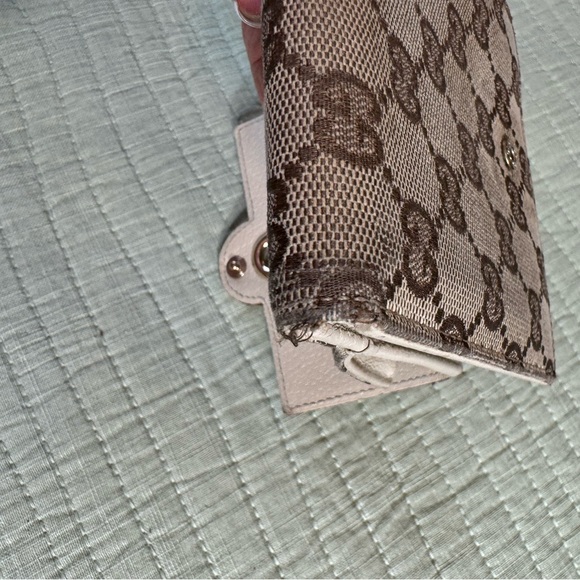 GUCCI VINTAGE ECLIPSE BIFOLD WALLET BROWN & BEIGE SIGNATURE GG - Picture 9 of 14